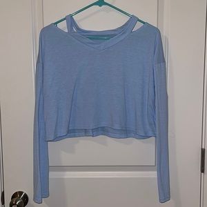 Blue Long Sleeve Crop Top